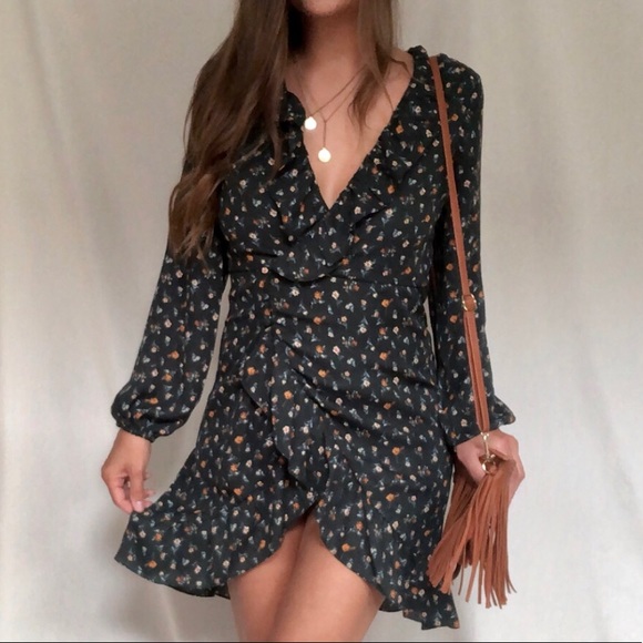 Floral Wrap Mini Babydoll Dress - Picture 8 of 16